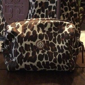 Make up bag with zipper and loops on each end.